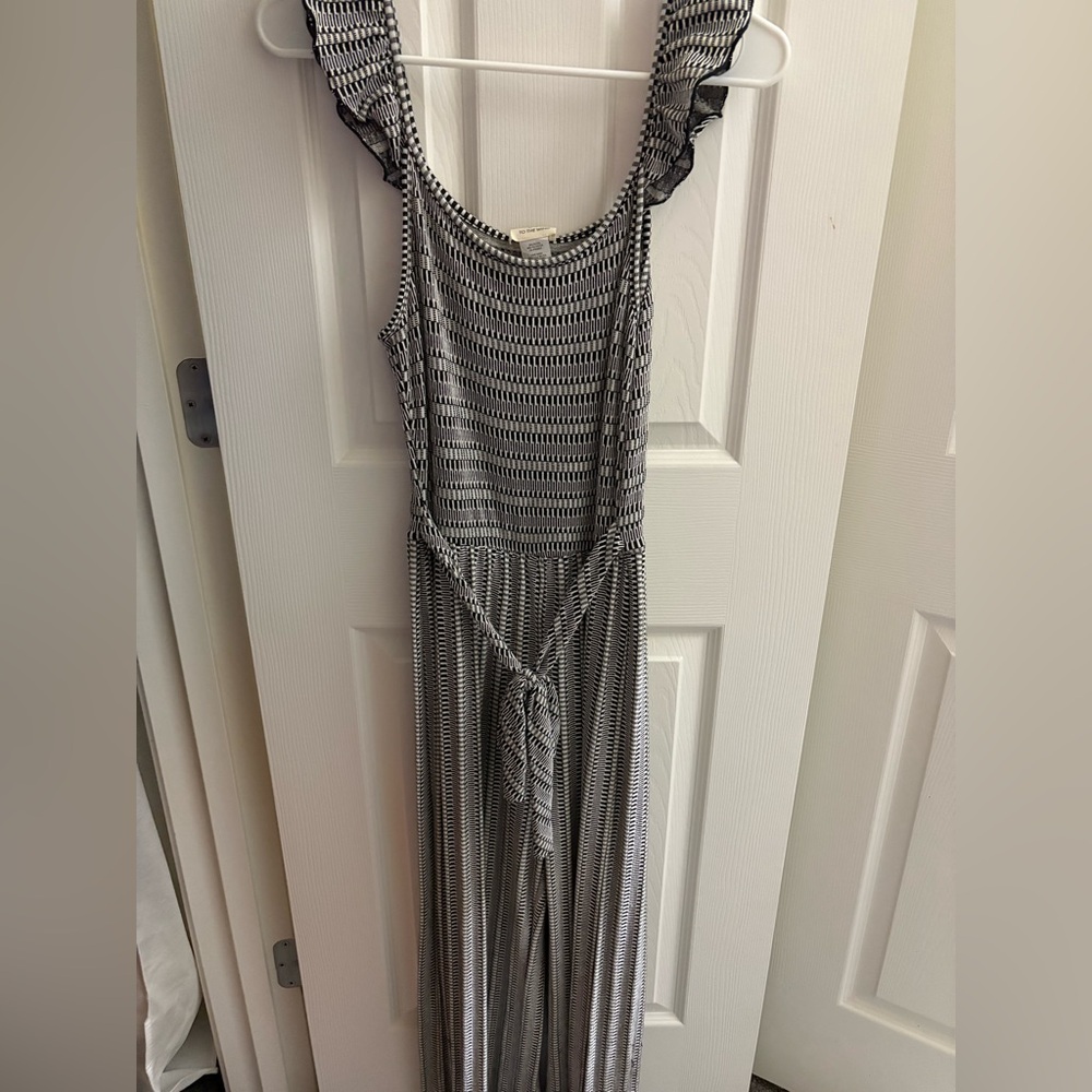 Caution to the Wind Striped Ruffle Jumpsuit